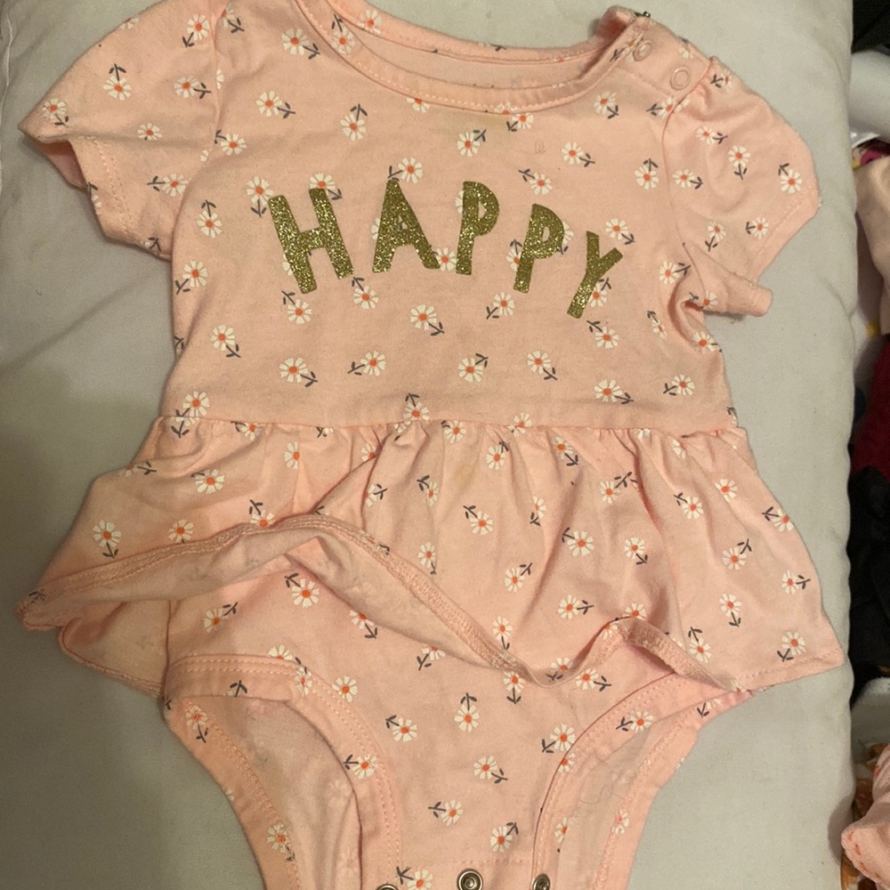 Pink flower themed baby girl onesie (6 months)